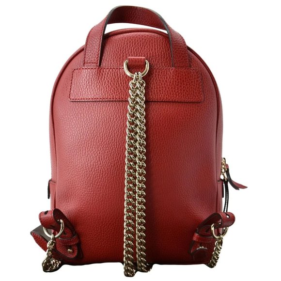 GUCCI  Soho Leather Chain Backpack Red - Picture 3 of 13